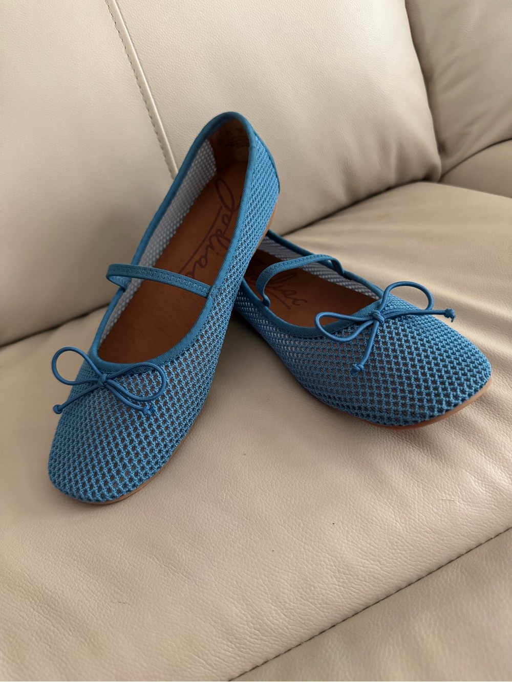 Zodiac Blue Women's Mesh Ballet Flats with Bow